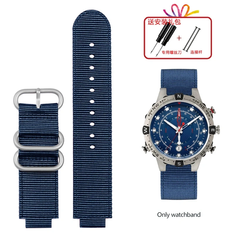 For TIMEX Tide Canvas Convex Strap Male Compass Bracelet T2N721 T2N720 TW2T76500 TW2T76300 Nylon Watchband 24*16MM Wristband