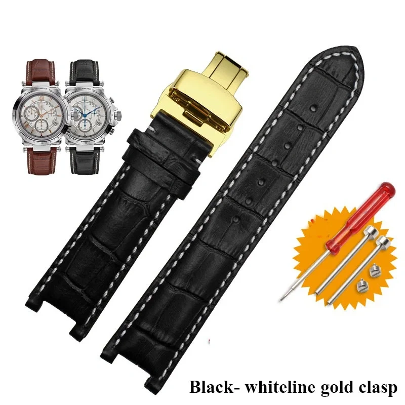 Cow Leather Watch band For Gucci GC Guess Wristband 22×13mm 20×11mm Men Cowhide Notched Watch strap butterfly buckle Bracelet