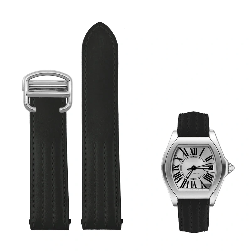 20mm Watch Strap For Cartier Roadster Sports Car W6206018 W6206017 High-quality Men women Cow Leather Watch Band 19mm Bracelet