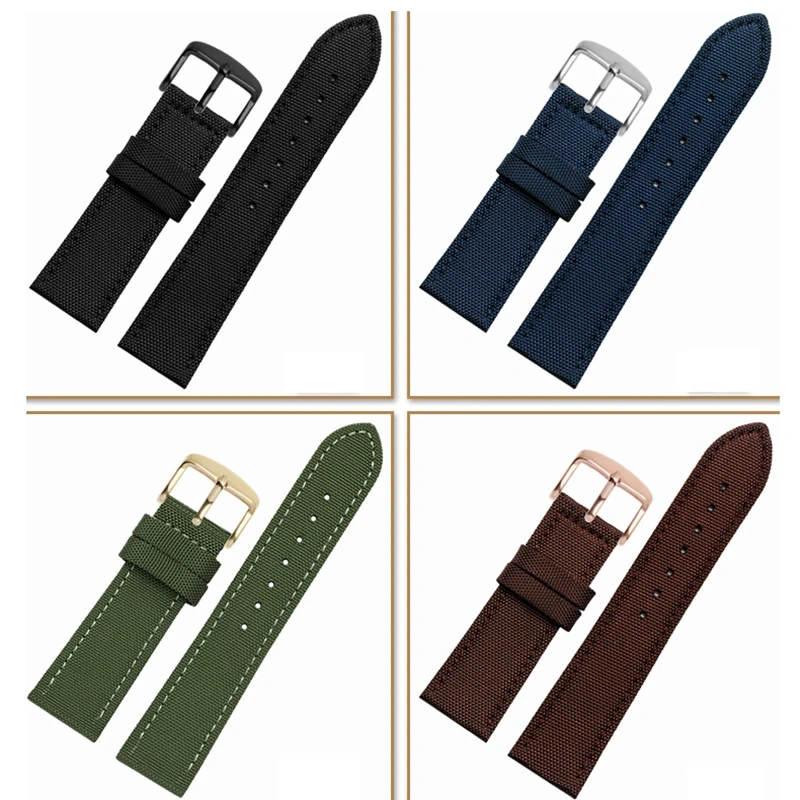 19mm 20mm 22mm 23mm 24mm Nylon Leather Wrist Band Men Waterproof Canvas Bracelet For Omega Seiko Casio Tissot IWC Watch Strap