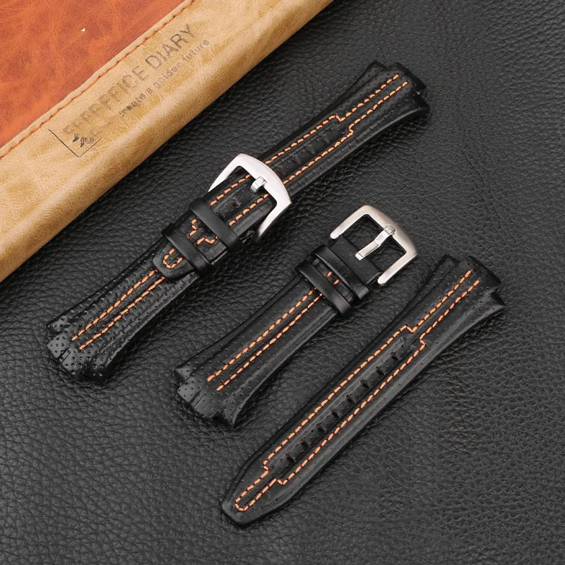 Genuine Leather Watchband Raised for Seiko sportura SNL029P2 SNL021P1 SNA595P2 SNL017P1 Watch Strap belt Men's Bracelet 27×15MM