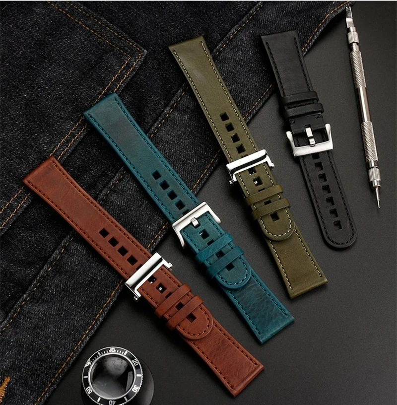 For Blancpain Fifth Fathoms 5000 Genuine leather Watch Strap 5100 Italian cowhide watch band butterfly buckle 23mm Men Bracelet
