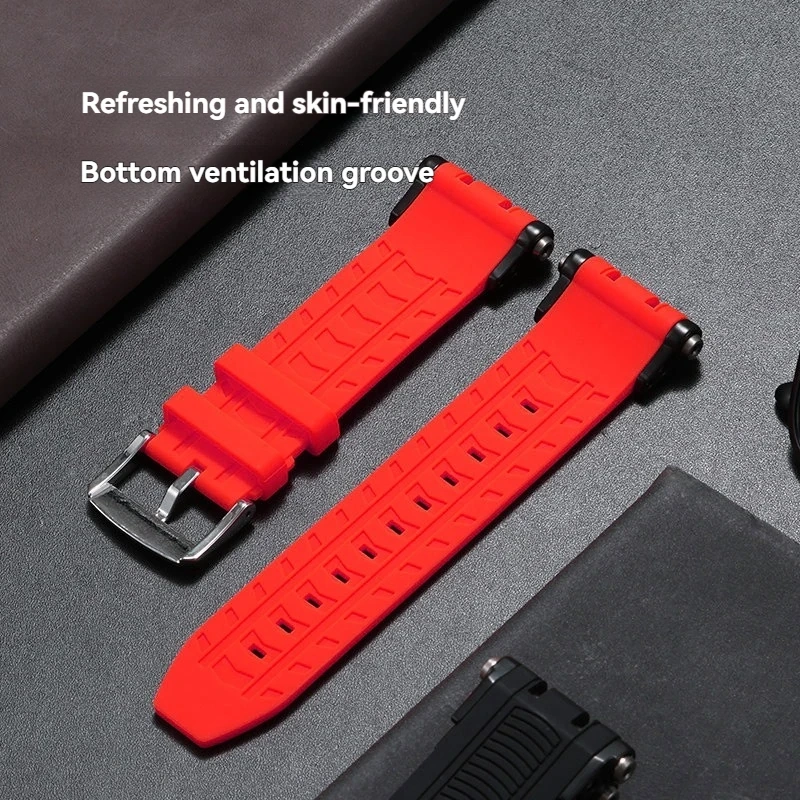 Rubber Strap For Tissot T-sport Racing T115.417 Moto GP T115417 series metal Screw Connecting Rod waterproof Silicone watchband