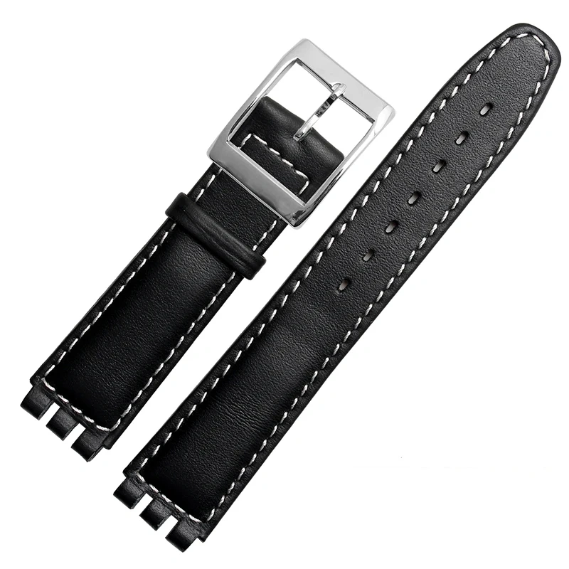 17mm 19MM Waterproof Bracelet For SWATCH High Quality Genuine Leather Watchband Men's and Women's Watch Chain Bump Mouth Strap