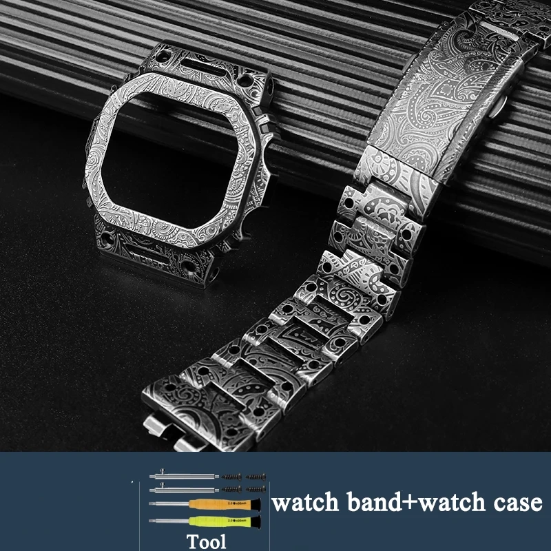 Bracelet For Casio G-SHOCK Watch band GMW-B5000 retro old retrofitted metal stainless steel Men Bezel Watch case watch strap