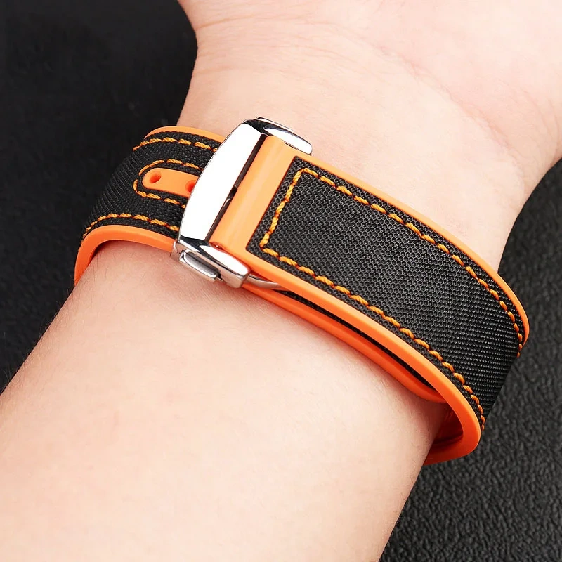 20mm 21 22mm Curved end Nylon Rubber Watchband For Omega SEAMASTER 300 PLANET OCEAN Men's strap Observatory AT150 8900 Bracelet
