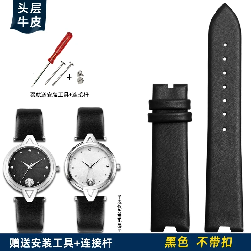 For Versace Cowhide Watch strap SCI080016/SCI070016 Women's Fashion V-notch Cow Leather Watch band White 18MM Ladies' Bracelet