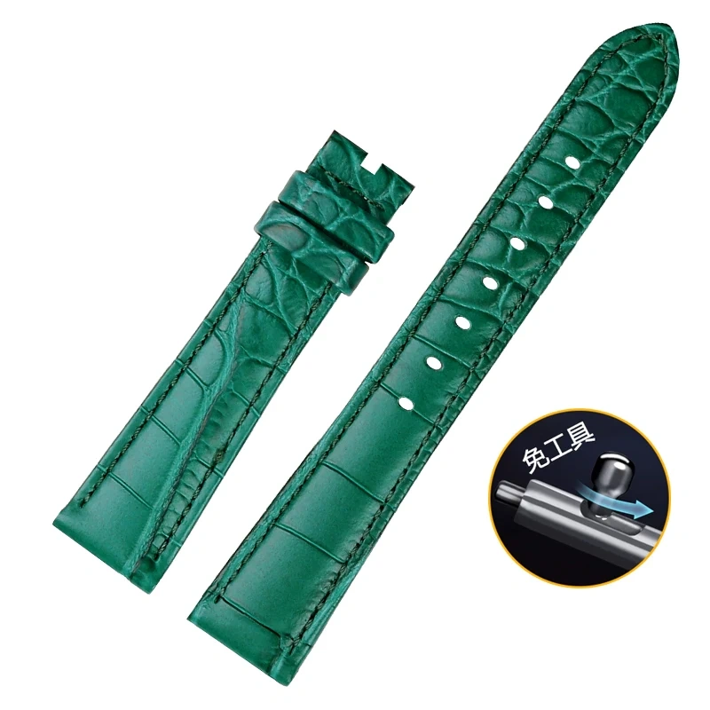 For Swarovski 5547642 5452498 5452501 551630 Watch Strap Green Water Ghost Women's Premium Leather Wristband 15MM 17MM Watchband