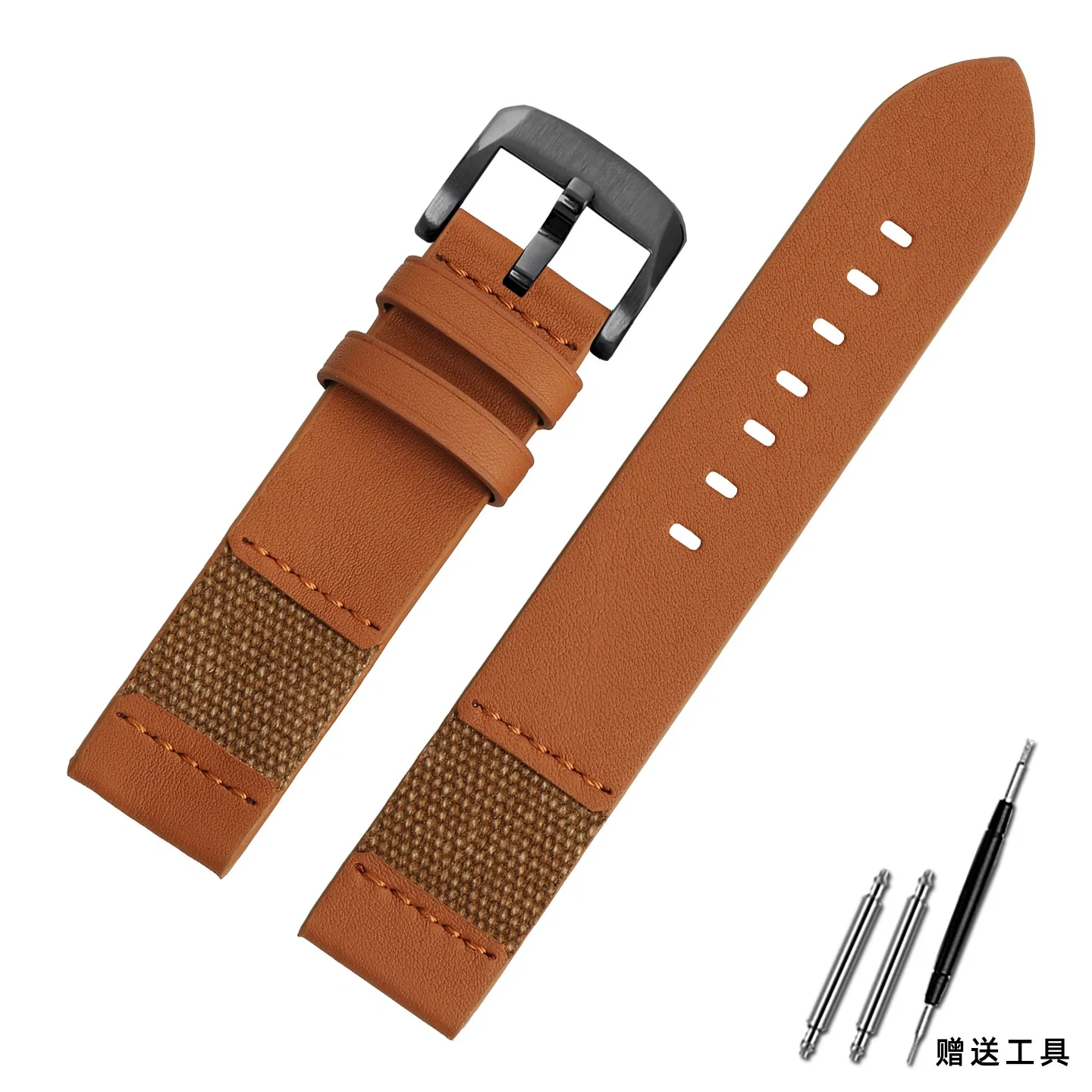 20mm 22mm Hybrid Leather & Canvas Watch Band Strap for Casio Panerai Rolex Tudor Quick Release Replacement Bracelet