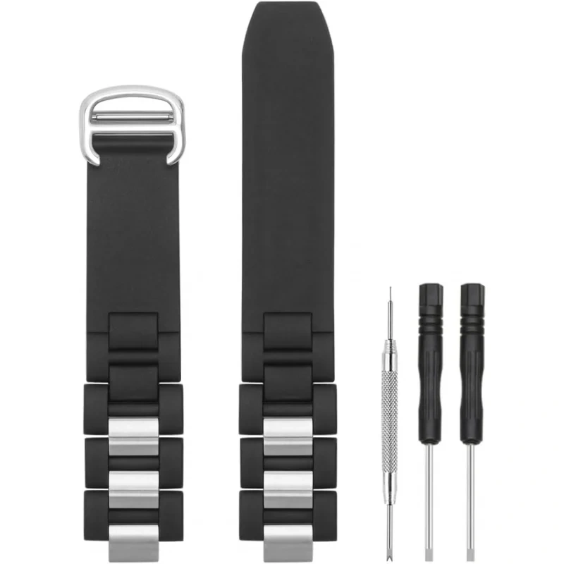 Replacement Silicone Steel Strap for Cartier Must 21 Chronoscaph Autoscaph 20*10mm Black Watch Band Accessories