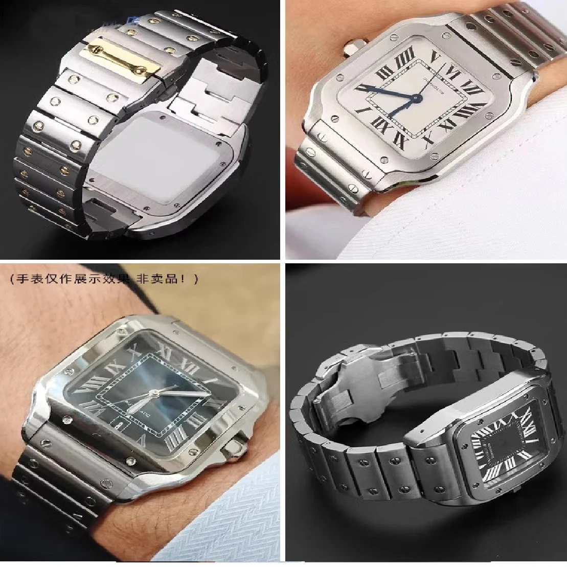For Cartier Santos Sandoz 100 Men's Watchband Stainless steel Watch Strap Women's Bracelet Butterfly Buckle Accessories 20 23MM