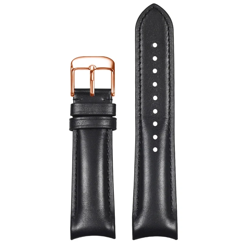 Curved End Leather Strap for Omega MoonSwatch Seamaster Speedmaster 20mm Release Genuine Leather Band accessories