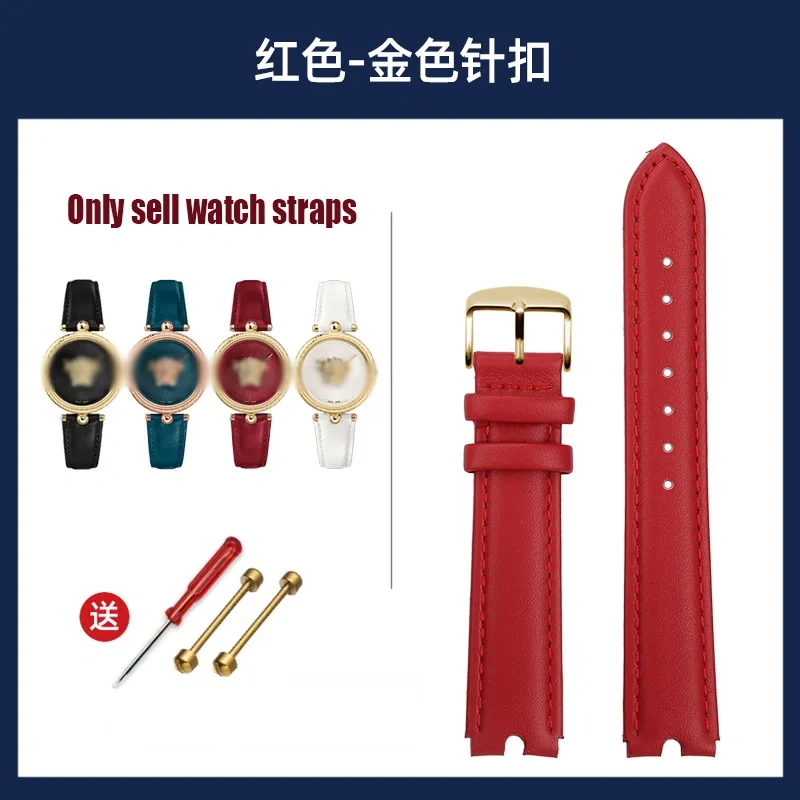 For VERSACE PALAZO Wristband Medusa Notched Genuine Leather Watch Band 18MM Women's Watch Strap VECQ00418/00118 Ladies Bracelet