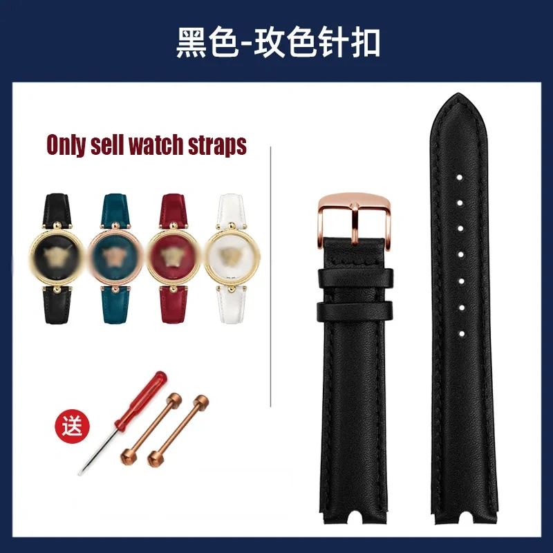 For VERSACE PALAZO Wristband Medusa Notched Genuine Leather Watch Band 18MM Women's Watch Strap VECQ00418/00118 Ladies Bracelet