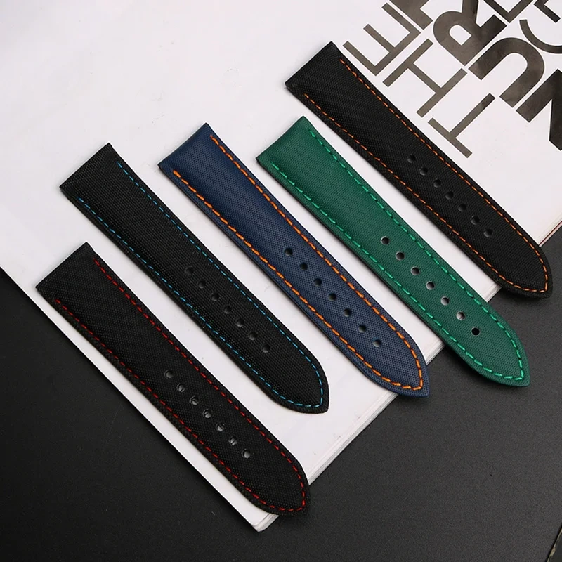 Quick release soft WatchBand For Mido Seiko Omega 20mm 21mm 22mm 23mm 24mm Nylon Leather Watch Strap Diving Men Canvas Bracelet