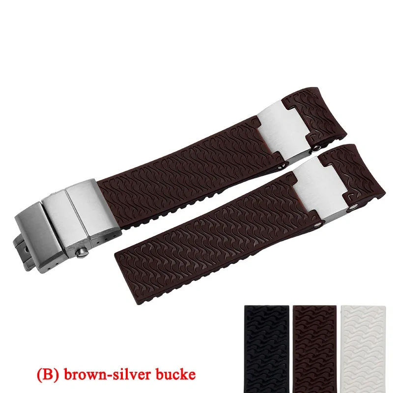 For Ulysse Nardin Silicone Rubber Watchband 263 DIVER Curved End Watch strap Men Brown Blue 22mm Waterproof belt Bracelets