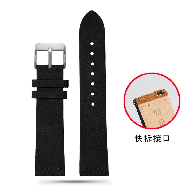 Suede Leather Quick Release Strap For Casio A159W-N1 A158WA A168 F91W Retro Square Watch 18mm Vintage Nubuck Replacement Band