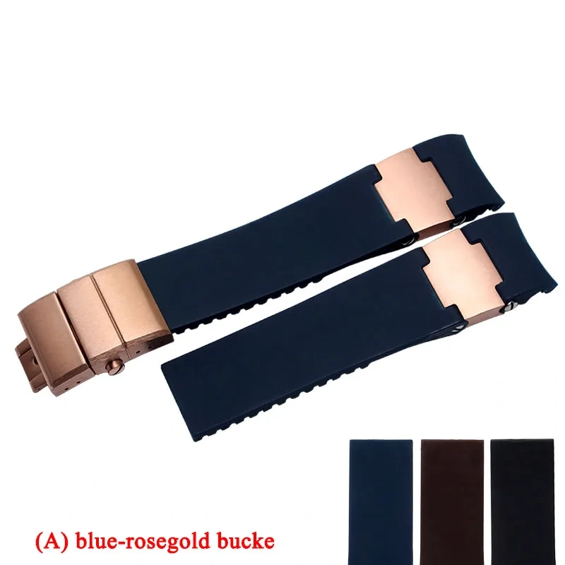 For Ulysse Nardin Silicone Rubber Watchband 263 DIVER Curved End Watch strap Men Brown Blue 22mm Waterproof belt Bracelets