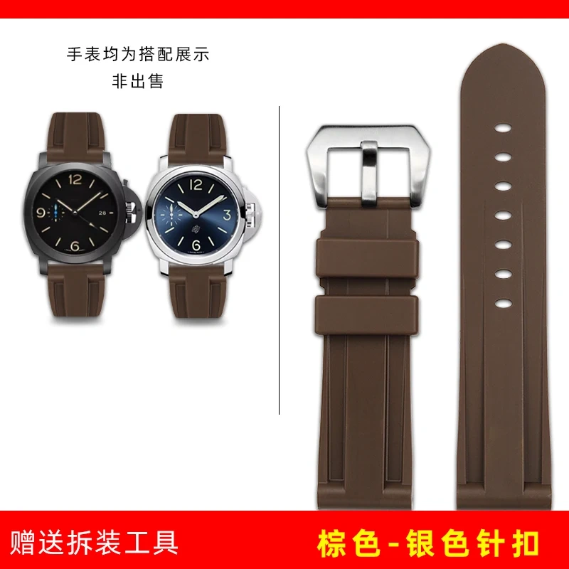 For Panerai Men's Watch PAM441/111 Watchband Fat Sea Sneak Lumino Waterproof Rubber Men Silicone Watch Strap 24mm 26mm Bracelet