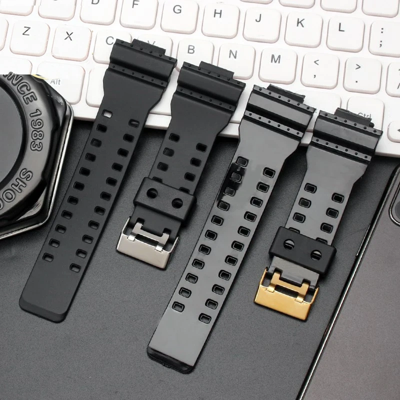 For Casio Watch strap GA100/110 GD120 GA-100 Black Gold Silicone Resin Matt gloss Watchband G-SHOCK Men's And Women Accessories