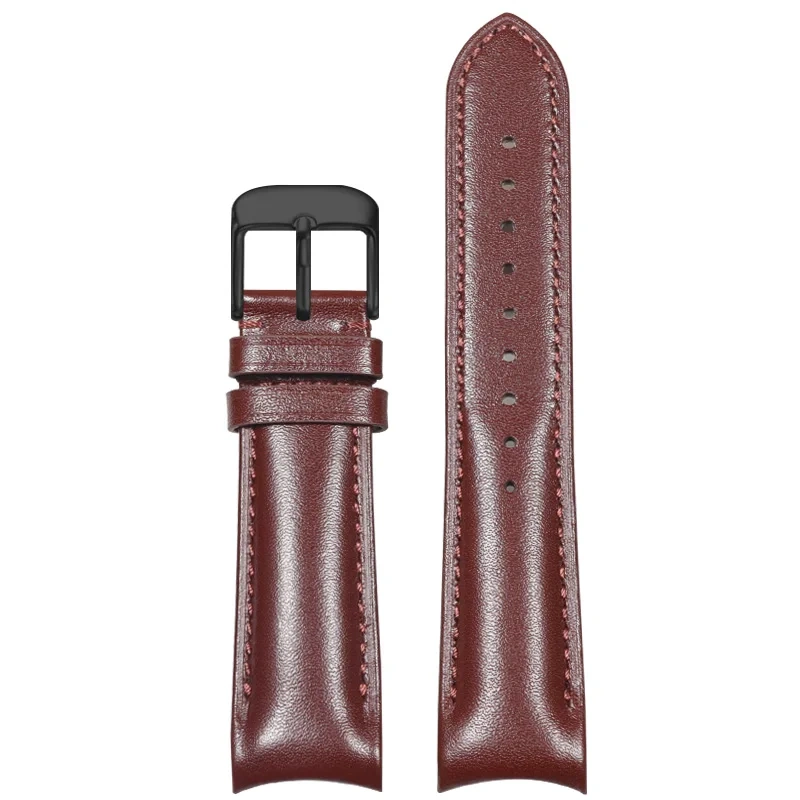 Curved End Leather Strap for Omega MoonSwatch Seamaster Speedmaster 20mm Release Genuine Leather Band accessories