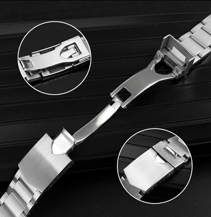 Bracelet For Tudor Byfjord Qicheng Watchband Small Red Flower Solid Steel Watch Strap With Arc Mouth Steel Watch Chain 22mm Gold