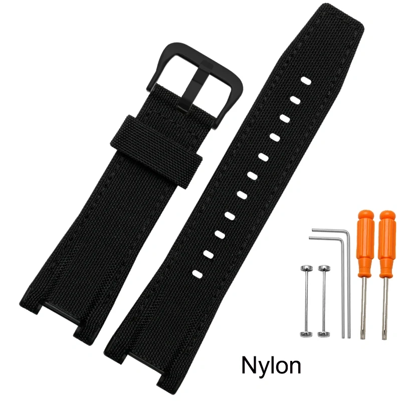 Nylon Leather Watchband For CASIO MTG-B1000 Watch Strap series modified Bracelet Concave Interface 26*13mm Black Wristband