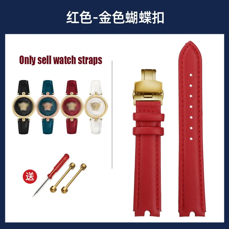 For VERSACE PALAZO Wristband Medusa Notched Genuine Leather Watch Band 18MM Women's Watch Strap VECQ00418/00118 Ladies Bracelet