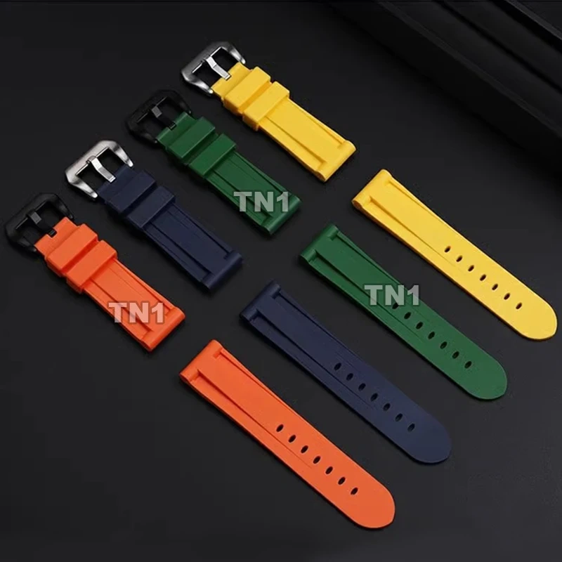 For Panerai Men's Watch PAM441/111 Watchband Fat Sea Sneak Lumino Waterproof Rubber Men Silicone Watch Strap 24mm 26mm Bracelet