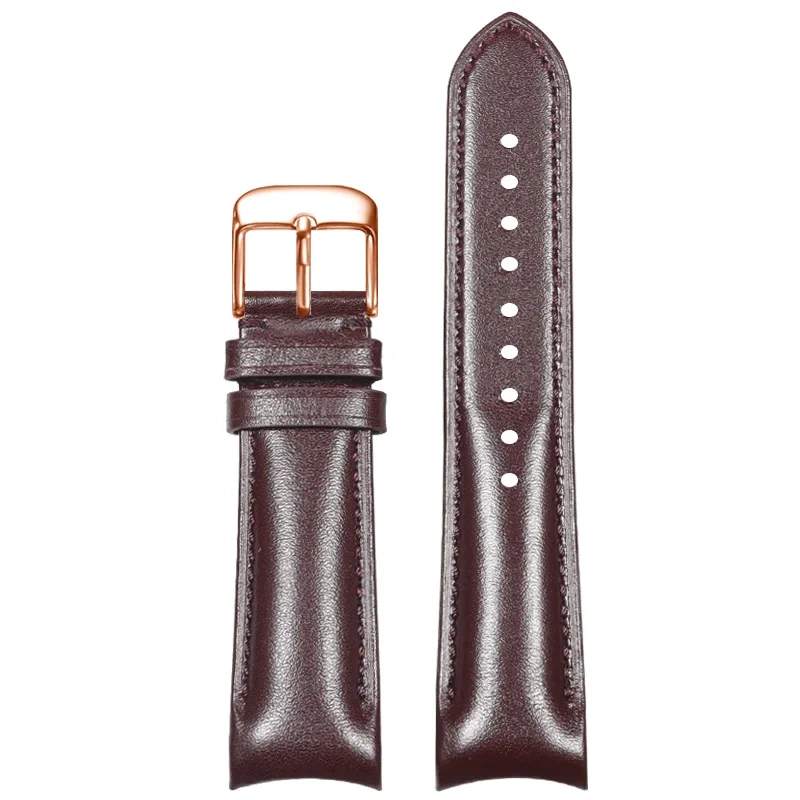 Curved End Leather Strap for Omega MoonSwatch Seamaster Speedmaster 20mm Release Genuine Leather Band accessories