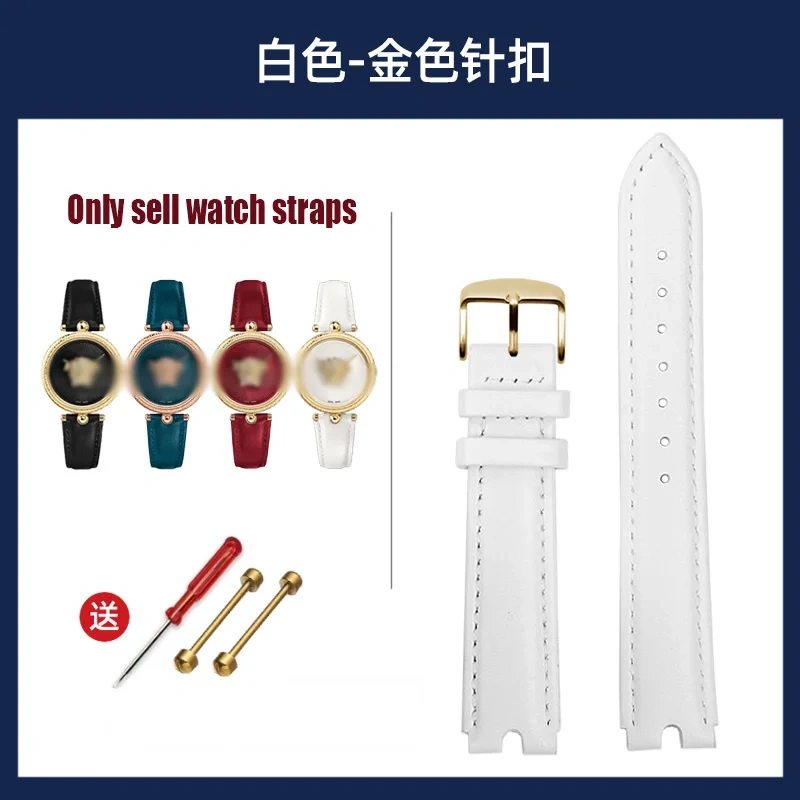 For VERSACE PALAZO Wristband Medusa Notched Genuine Leather Watch Band 18MM Women's Watch Strap VECQ00418/00118 Ladies Bracelet