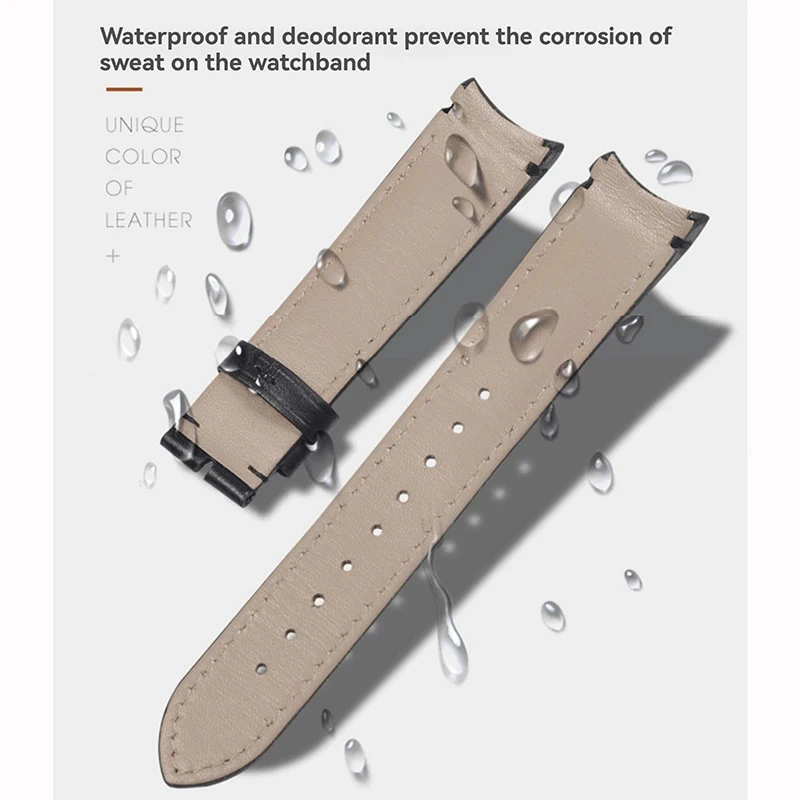 Curved End Leather Strap for Omega MoonSwatch Seamaster Speedmaster 20mm Release Genuine Leather Band accessories