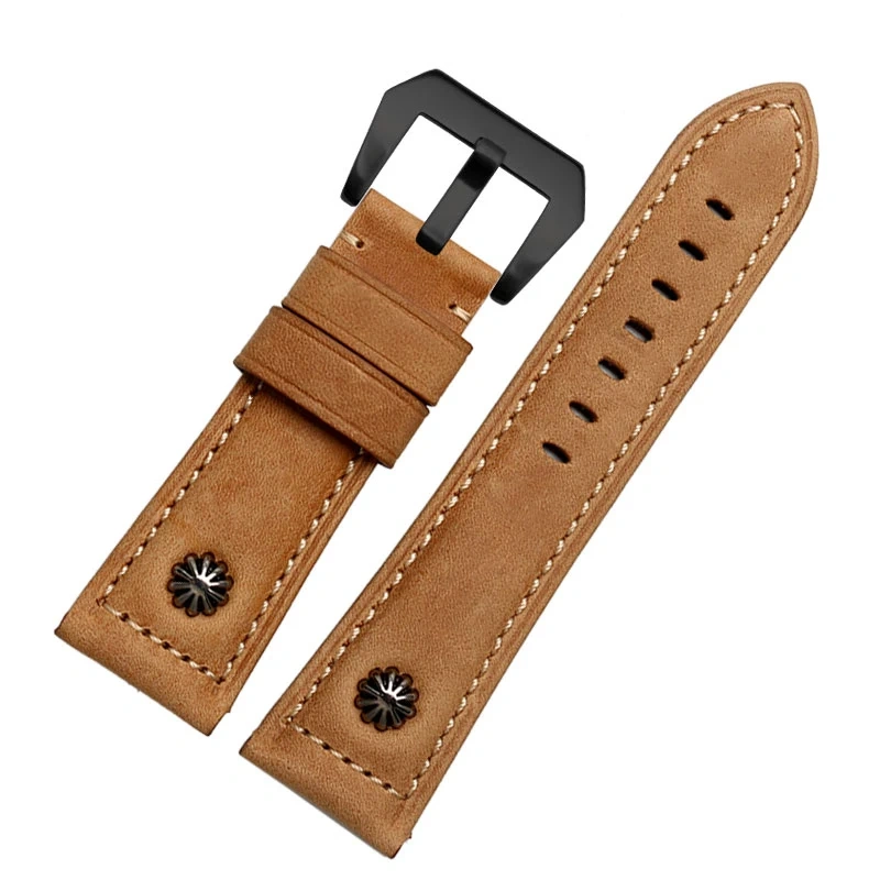 22mm 24MM 26mm Bracelet For Panerai Watchband High-quality Leather PAM111 With rivet Vintage cowhide Men Diesel Soft Watch Strap