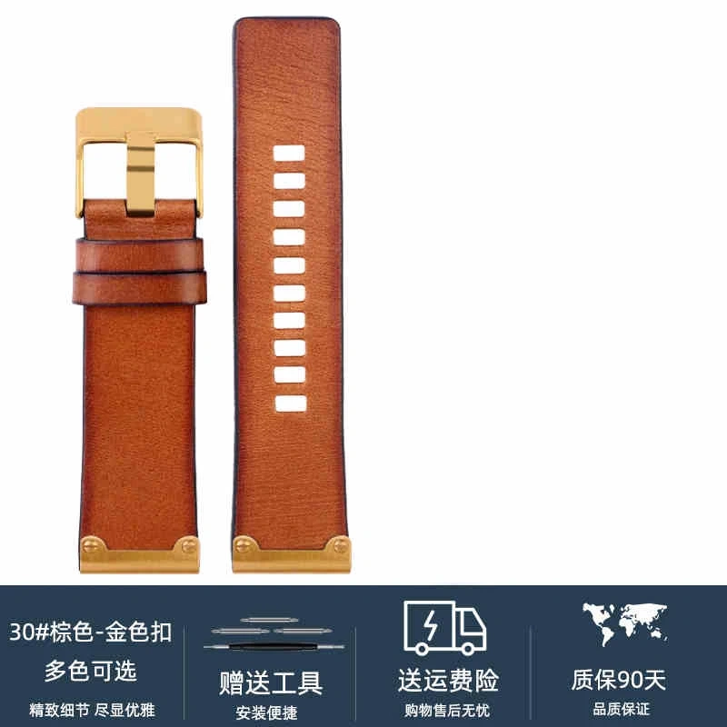 26mm High Quality Genuine Leather Watch Band For Diesel DZ4318 DZ4343 DZ4476 DZ4323 DZ4290 DZ4292 Series Men Vintage Watch strap