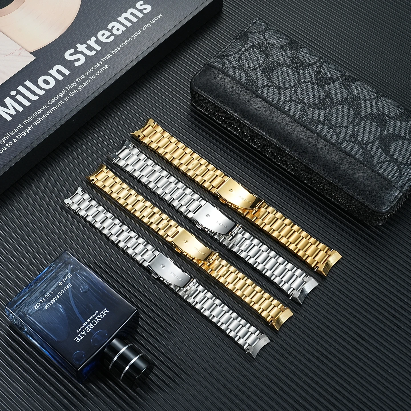 18mm 22mm Stainless Steel Bracelet for Michael Kors MK5798 MK5605 MK5739 Watch Band Replacement for MK Three-eye Gold Watch