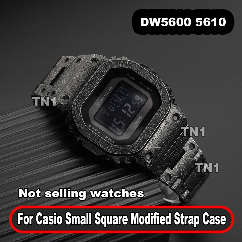 For Casio DW5000 DW-5600 5610 GMW-B5600 Bezel 316L Metal Strap Men Vintage Paisley Stainless Steel modified Watchband Watcg Case