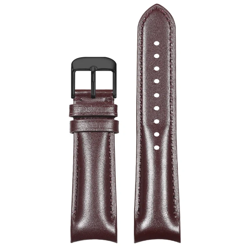 Curved End Leather Strap for Omega MoonSwatch Seamaster Speedmaster 20mm Release Genuine Leather Band accessories