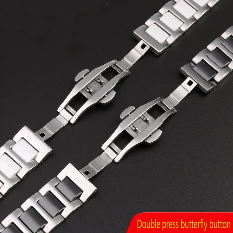 Ceramic Bracelet For Swatch Stainless Steel Wachband YVS434G YCS485GC 511GC 410GX YAS112G Watch Strap Men And Women 17MM 19MM