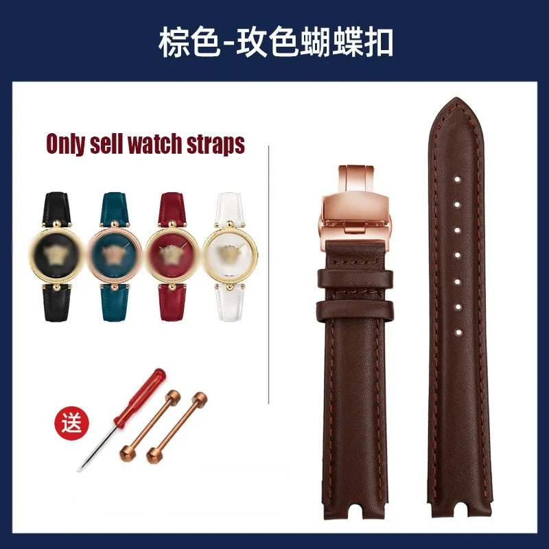 For VERSACE PALAZO Wristband Medusa Notched Genuine Leather Watch Band 18MM Women's Watch Strap VECQ00418/00118 Ladies Bracelet