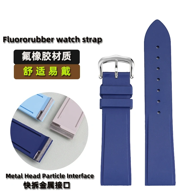 Quick Release Fluorine Rubber Watch Band For Cartier Santos Dumont Viton Men Women's Fkm Watch Strap 15.5mm 17.5mm Accessories