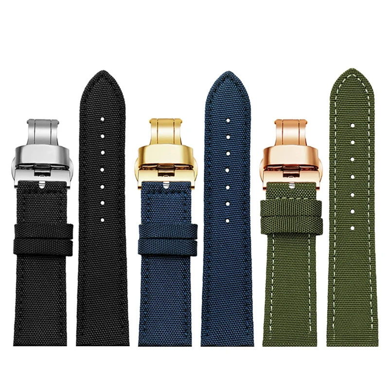 19mm 20mm 22mm 23mm 24mm Nylon Leather Wrist Band Men Waterproof Canvas Bracelet For Omega Seiko Casio Tissot IWC Watch Strap