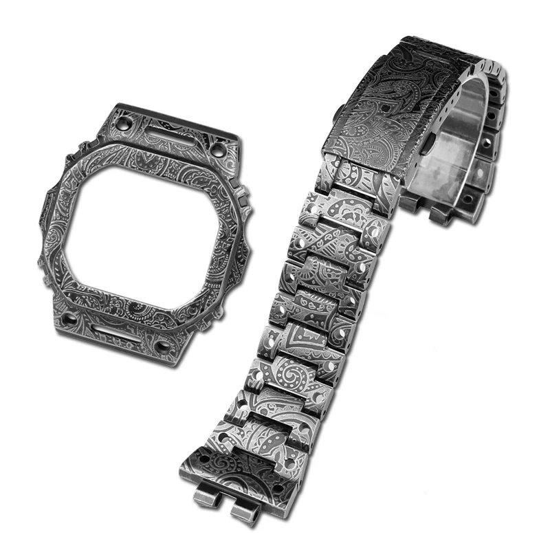 Bracelet For Casio G-SHOCK Watch band GMW-B5000 retro old retrofitted metal stainless steel Men Bezel Watch case watch strap