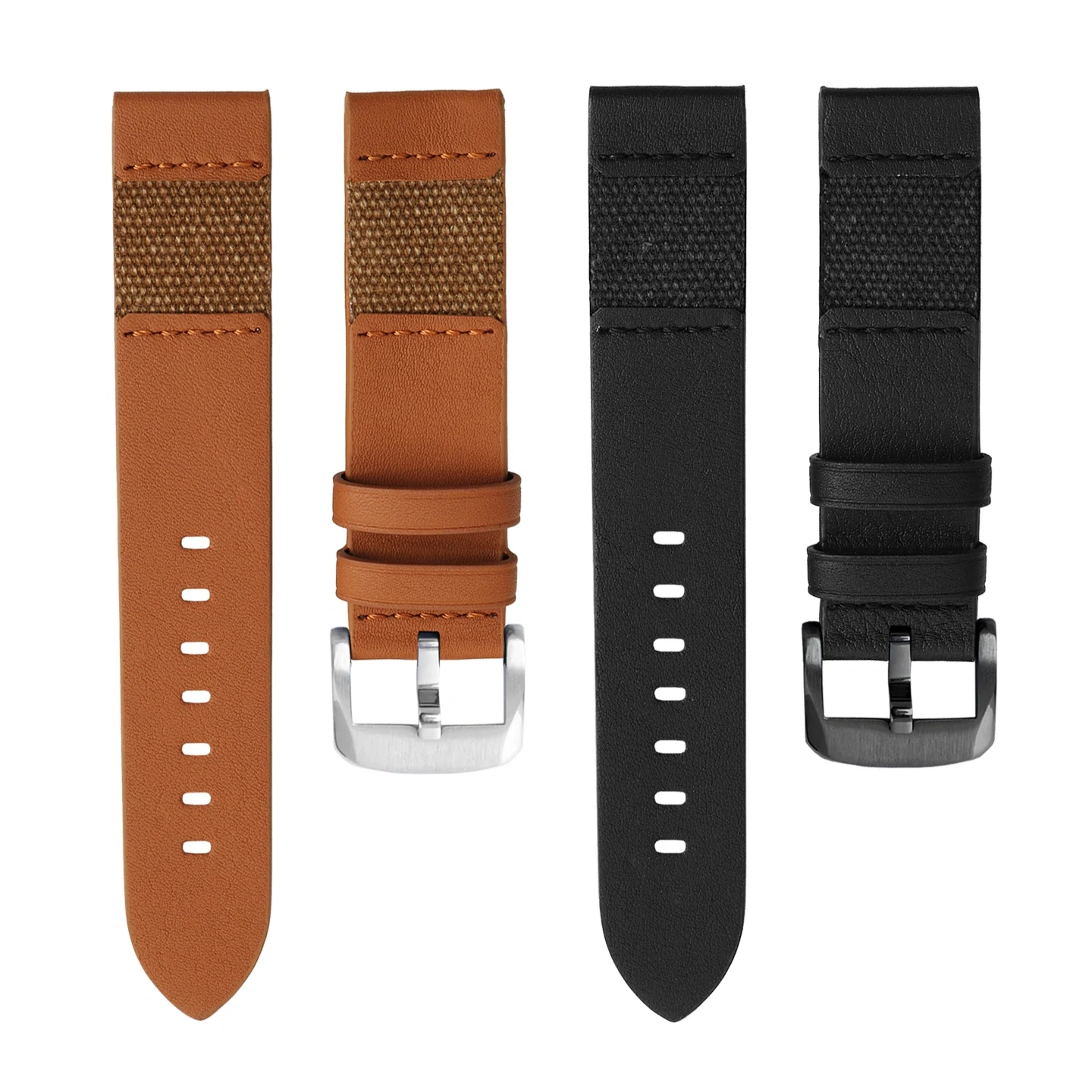20mm 22mm Hybrid Leather & Canvas Watch Band Strap for Casio Panerai Rolex Tudor Quick Release Replacement Bracelet