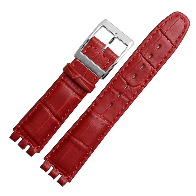 17mm 19MM Waterproof Bracelet For SWATCH High Quality Genuine Leather Watchband Men's and Women's Watch Chain Bump Mouth Strap