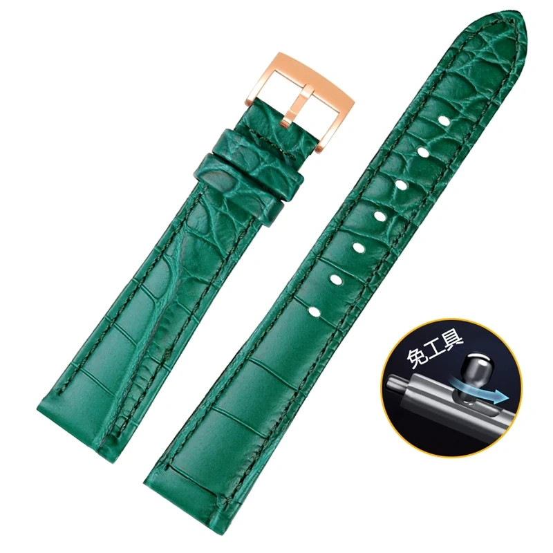 For Swarovski 5547642 5452498 5452501 551630 Watch Strap Green Water Ghost Women's Premium Leather Wristband 15MM 17MM Watchband