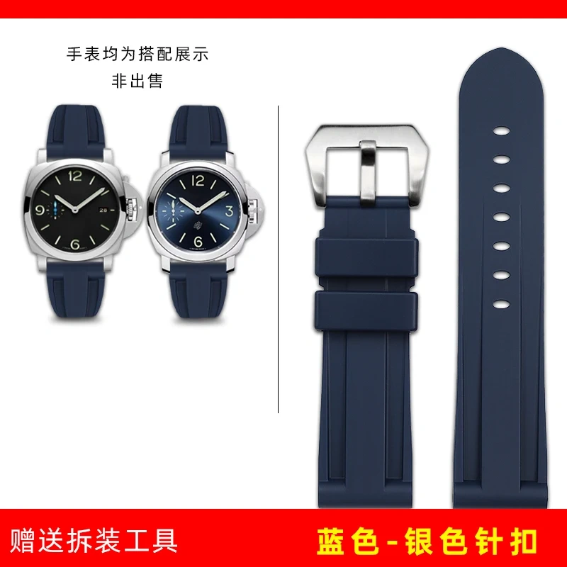 For Panerai Men's Watch PAM441/111 Watchband Fat Sea Sneak Lumino Waterproof Rubber Men Silicone Watch Strap 24mm 26mm Bracelet