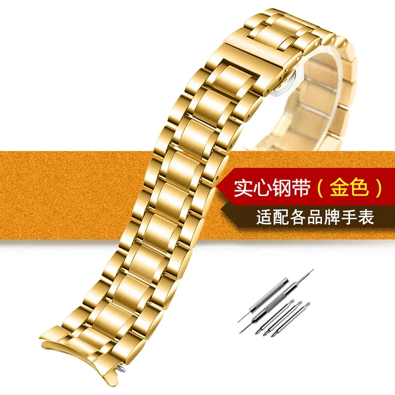 For Seiko Timex Citizen Casio Longines Curved End Stainless Steel Strap Men 20mm 22mm 24mm Metal Watchband Watch Chain Bracelet