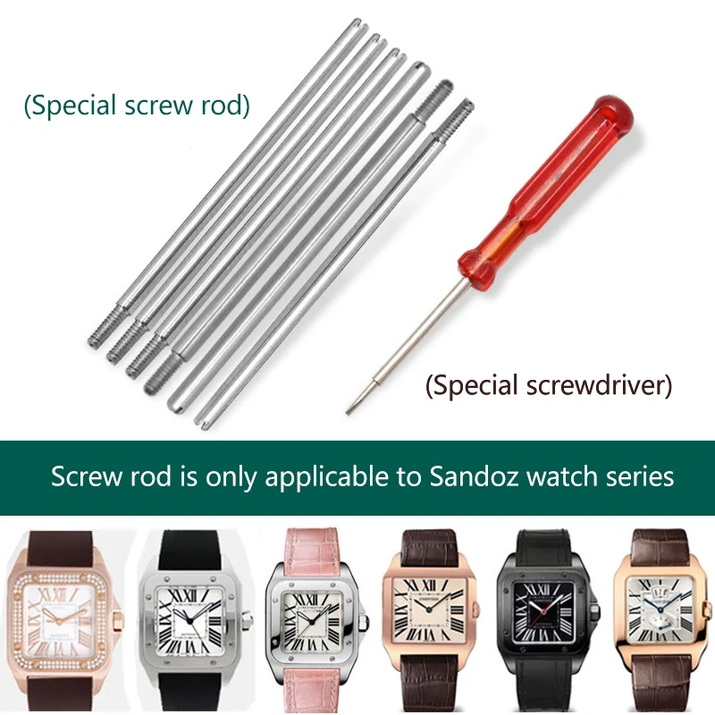 Adapt To Cartier Santos Watch Connecting Rod Screw Pin Silver Strap Special Accessories Waterproof And Rust Prevention 20MM 23MM