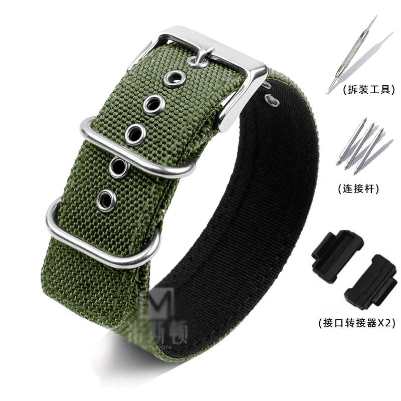 Soft 22MM Bracelet For Casio G-SHOCK Canvas Watch Strap DW-5600BBN GW-M5610 GA100/110 Modified Nylon Watch Band with Adapter