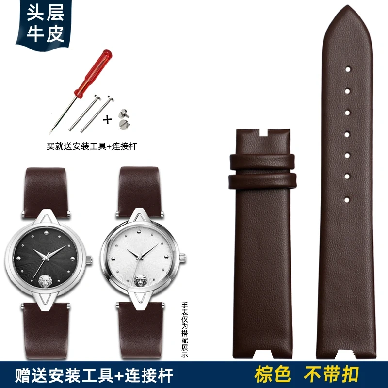 For Versace Cowhide Watch strap SCI080016/SCI070016 Women's Fashion V-notch Cow Leather Watch band White 18MM Ladies' Bracelet